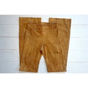 Stouls Paris Camel Lambskin Leather Suede Pull-On Flare Pants - Size XS